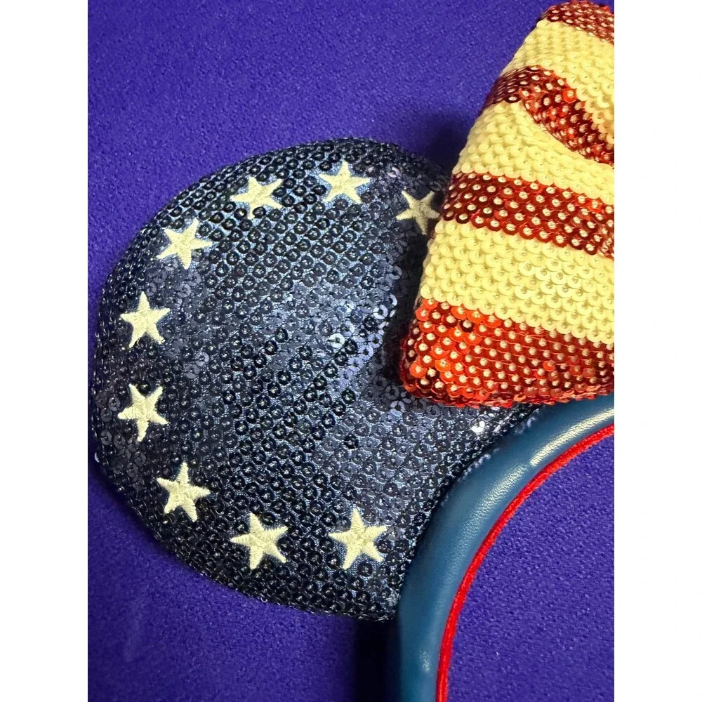 2026 Disney Parks Americana America Sequin Mickey Minnie Mouse Ear Headband New